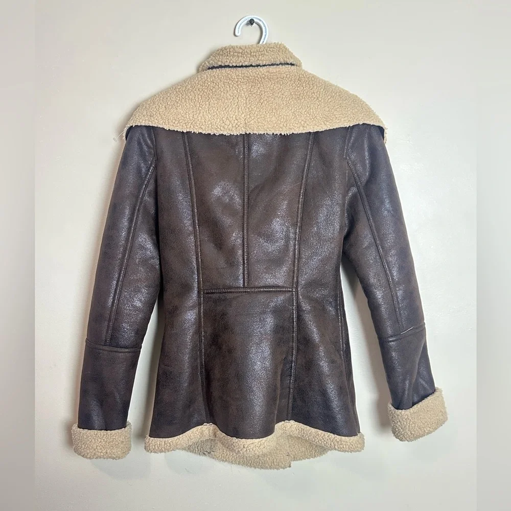 Soia & Kyo Brown Teddy Jacket with Cream Accents szie XS - Picture 7 of 7